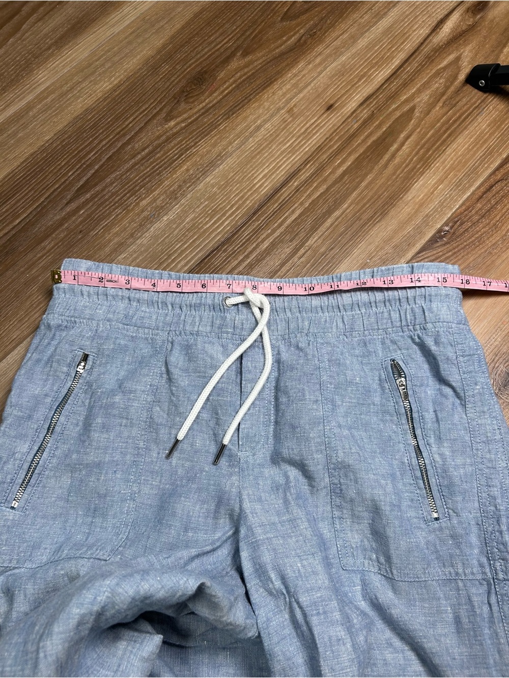 Athleta blue Cabo wide leg linen pull on pants size 8 coastal beach lagenlook - Picture 6 of 8